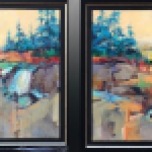 FALLS AND FIELDS (diptych) acrylic on board, 32x72 SOLD